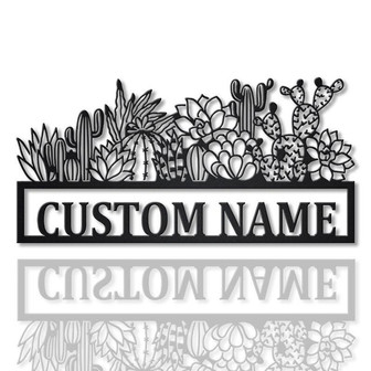 Personalized Cactus Border Monogram Metal Sign Art Custom Cactus Border Metal Sign Cactus Border Lover Sign Decoration For Living Room - Thegiftio UK