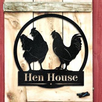 Personalized Chicken Hens Farm Monogram Metal Sign, Custom Monogram Farm Sign - Thegiftio UK