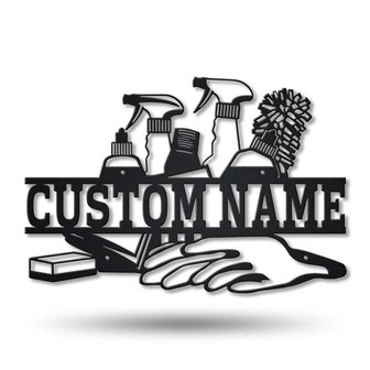 Personalized Cleaning Service Metal Sign Art | Custom Cleaning Service Monogram Metal Sign | Cleaning Gifts - Thegiftio UK