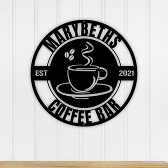 Personalized Coffee Bar Metal Sign, Coffee Bar Decor, Metal Coffee Sign, Coffee Metal Wall Art, Coffee Shop Sign - Thegiftio