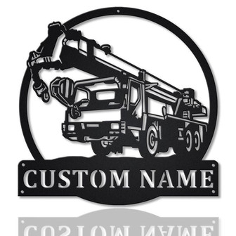 Personalized Crane Truck Monogram Metal Sign Art, Custom Crane Truck Metal Wall Art - Thegiftio UK
