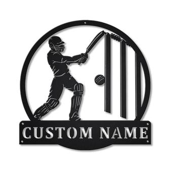 Personalized Cricket Monogram Metal Sign Art | Custom Cricket Metal Sign | Hobbie Gifts | Sport Gift | Birthday Gift - Thegiftio UK