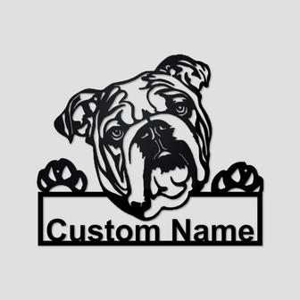 Personalized Custom British Bulldog Cut Metal Sign, Dog Lover Metal Wall Art, Laser Cut Metal Signs - Thegiftio UK