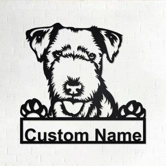 Personalized Custom Lakeland Terrier Cut Metal Sign, Dog Lover Custom Name Metal Wall Art, Laser Cut Metal Signs - Thegiftio UK