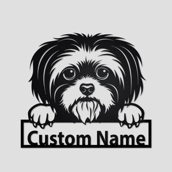 Personalized Custom Shih Tzu Cut Metal Sign, Dog Lover Custom Name Metal Sign Wall Art - Thegiftio UK