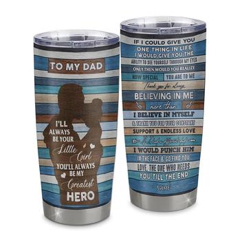 Personalized To My Dad From Daughter Stainless Steel Tumbler Cup Wood Little Girl Thank You Dad Fathers Day Birthday Christmas Travel Mug - Thegiftio UK