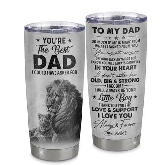 Personalized To My Dad From Son Litte Boy Stainless Steel Tumbler Cup Love You Always And Forever Lion Dad Fathers Day Birthday Christmas Travel Mug - Thegiftio UK