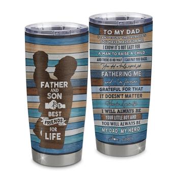 Personalized To My Dad From Son Stainless Steel Tumbler Cup Wood Father And Son Best Friend For Life Dad Fathers Day Birthday Christmas Travel Mug - Thegiftio UK