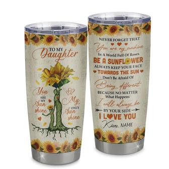 Personalized To My Daughter From Mom Mother Stainless Steel Tumbler Cup Never Forget That You Are My Sunshine Sunflower Daughter Birthday Christmas Travel Mug - Thegiftio UK