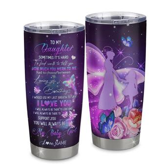 Personalized Daughter From Mom Stainless Steel Tumbler Cup Butterfly Sometimes It's Hard to Find Words to Say I Love You Daughter Birthday Graduation Christmas Travel Mug - Thegiftio UK