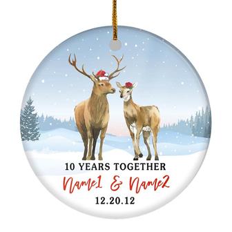 Personalized Deer Wedding Anniversary for Her Him Christmas Ornament for Married Couple with Names Date 1st 2nd 5th 10th 20th Customized Christmas Tree Ornament