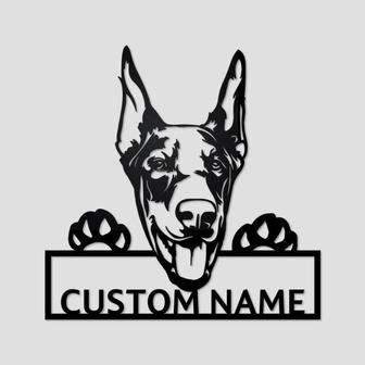 Personalized Doberman Dog Cut Metal Sign, Dog Lover Metal Wall Art, Laser Cut Metal Signs Doberman Dog - Thegiftio UK