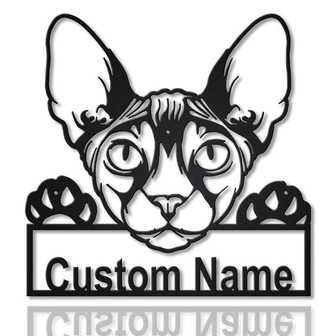 Personalized Donskoy Cat Metal Sign Art, Custom Donskoy Cat Metal Sign - Thegiftio UK