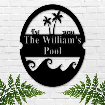 Personalized Family Pool Sign, Swimming Pool Metal Sign, Custom Beach House Sign, Summer Home Decor - Thegiftio