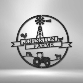 Personalized Farm Banner Monogram Metal Wall Art Custom Metal Farm House Decor - Thegiftio UK