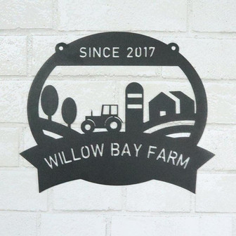 Personalized Farm Scene Metal Sign Family Name Sign Housewarming Gift Personalized Metal Wall Art - Thegiftio UK