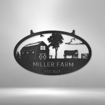 Personalized Farmstead Metal Sign House Decor Wall Art Outdoor Signs Metal Signs Metal Decorative Sign Monogram Wall Art Door Hanger - Thegiftio UK