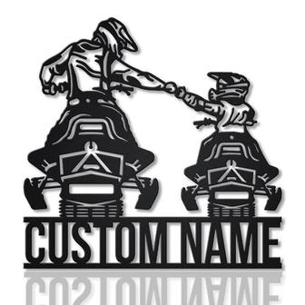 Personalized Father and Son Snowmobile Monogram Metal Sign | Custom Father and Son Snowmobile Metal Sign - Thegiftio UK