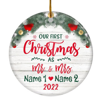 Personalized Our First Christmas Mr Mrs Ornament Wedding Anniversary Engagement Party Crafts Tree Gifts for Couple Newly Married Customized Christmas Tree Ornament - Thegiftio UK