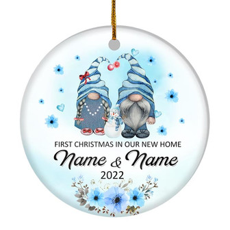 Personalized First Christmas In Our New Home Ornament 2022 Newlywed Couple Gnomes Hanukkah Customized Christmas Tree Ornament - Thegiftio UK