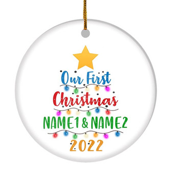 Personalized Our First Christmas Together 2022 1st Christmas Tree Wedding Celebration Marriage Holiday Party Customized Christmas Tree Ornament - Thegiftio