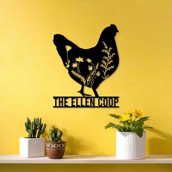 Personalized Floral Chicken Farm Sign, Hen House Decor, Outdoor Decor, Farmer Gift, Chicken Lover Gift, Hen Coop Sign - Thegiftio UK