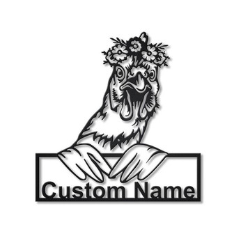 Personalized Floral Chicken Metal Sign Art | Custom Floral Chicken Metal Sign - Thegiftio UK