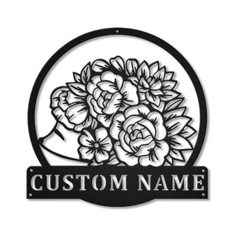 Personalized Floral Hedgehog Monogram Metal Sign Art , Custom Floral Hedgehog Metal Sign, Hedgehog Lover Sign Decoration For Living Room - Thegiftio UK
