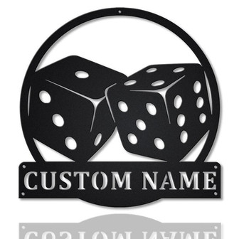 Personalized Game Dice Monogram Metal Sign Art , Custom Game Dice Metal Sign , Game Lover Sign Decoration For Living Room - Thegiftio
