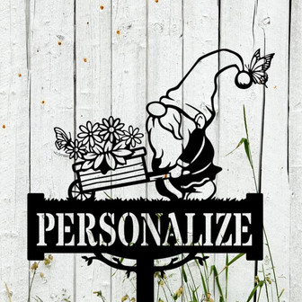 Personalized Garden Gnome Stake, Gift For Garden Lover - Thegiftio