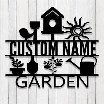 Personalized Garden Sign,Metal Garden Sign,Custom Gardener Name Signs,Gardening Gifts,Yard Decor,Flower&Bird Outdoor Decor - Thegiftio