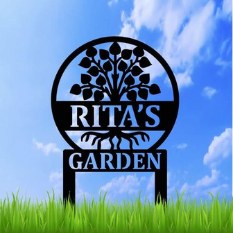 Personalized Garden Stake Metal Sign, Custom Garden Name Metal Sign - Thegiftio UK