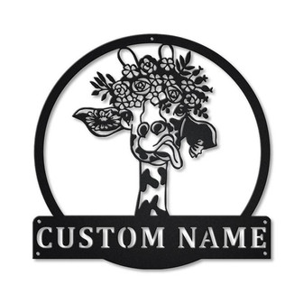 Personalized Giraffe Metal Sign | Custom Giraffe Metal Sign | Birthday Gift | Giraffe Sign - Thegiftio