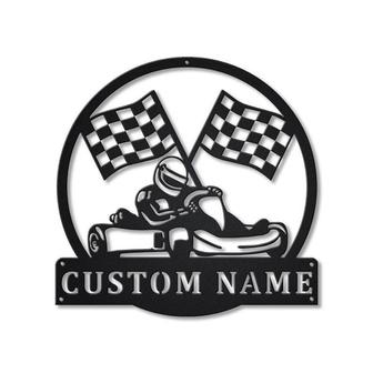 Personalized Go Kart Racing Monogram Metal Sign | Custom Go Kart Racing Metal Sign | Sport Gifts | Birthday Gift - Thegiftio UK