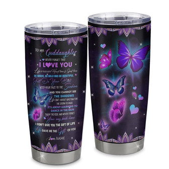 Personalized To My Goddaughter I Love You From Godmother Godfather Stainless Steel Tumbler Cup Butterfly Goddaughter Birthday Graduation Christmas Travel Mug - Thegiftio UK