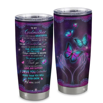 Personalized To My Godmother From Niece Nephew Grandson Stainless Steel Tumbler Cup You Are Beautiful Butterfly Godmother Mothers Day Birthday Christmas Travel Mug - Thegiftio UK