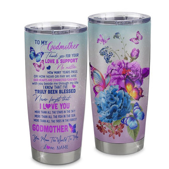 Personalized Godmother From Niece Nephew Grandson Stainless Steel Tumbler Cup Thank You Never Forget I Love You Godmother Mothers Day Birthday Christmas Travel Mug - Thegiftio