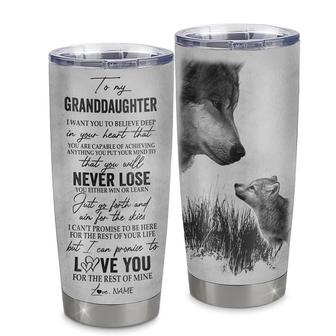 Personalized To My Granddaughter From Grandma Grandpa Stainless Steel Tumbler Cup You Will Never Lose Wolf Granddaughter Birthday Graduation Christmas Travel Mug - Thegiftio UK
