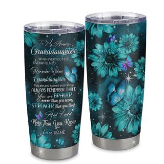 Personalized To My Granddaughter From Grandma Stainless Steel Tumbler Cup Butterfly You Are Braver Than You Seem Granddaughter Birthday Graduation Christmas Travel Mug - Thegiftio UK
