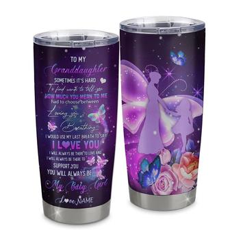 Personalized Granddaughter From Grandma Stainless Steel Tumbler Cup Butterfly Sometimes It's Hard to Find Words to Say I Love You Birthday Graduation Christmas Travel Mug - Thegiftio UK