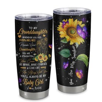 Personalized To My Granddaughter From Grandma Stainless Steel Tumbler Cup You Are My Sunshine Sunflower Butterfly Granddaughter Birthday Graduation Christmas Travel Mug - Thegiftio UK