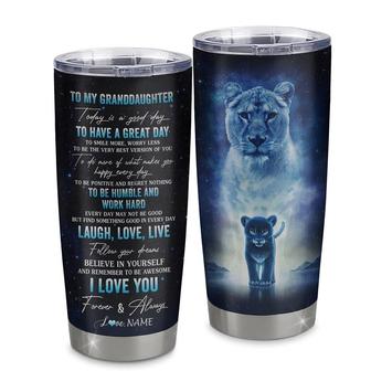 Personalized To My Granddaughter Lion From Grandma Nana Stainless Steel Tumbler Cup Every Day Laugh Love Live Granddaughter Birthday Graduation Christmas Travel Mug - Thegiftio UK