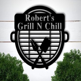 Personalized Grill N Chill Cut Metal Sign - Thegiftio UK