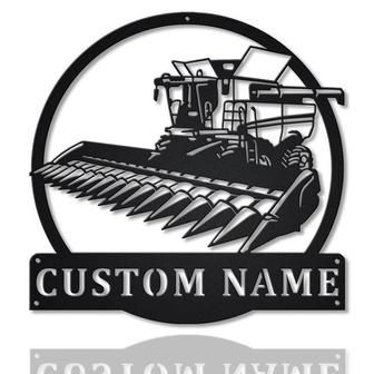 Personalized Harvester Farm Tractor Metal Sign Art | Custom Harvester Farm Tractor Monogram Metal Sign | Job Gift | Decor Decoration - Thegiftio UK