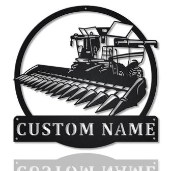 Personalized Harvester Farm Tractor Metal Sign Art | Custom Harvester Farm Tractor Monogram Metal Sign | Job Gift | Home Decoration - Thegiftio UK