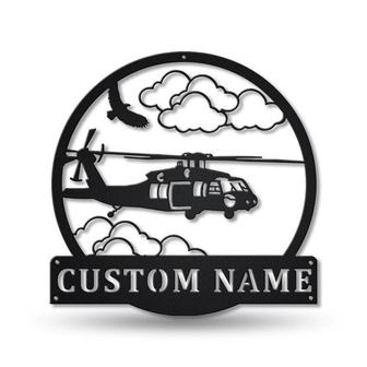 Personalized Helicopter Machine Monogram Metal Sign Art , Custom Helicopter Metal Sign, Helicopter Lover Sign Decoration For Living Room - Thegiftio UK