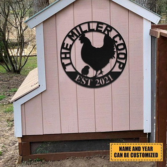 Personalized Hen Chick Chicken Metal Farm Coop Sign Monogram Custom Outdoor Farmhouse Wall Decor Gift - Thegiftio UK