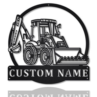Personalized Backhoe Loader Truck Monogram Metal Sign Art, Custom Backhoe Loader Truck Metal Wall Art - Thegiftio UK