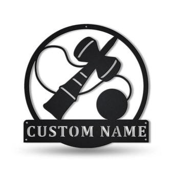 Personalized Kendama Monogram Metal Sign Art , Custom Kendama Metal Sign, Kendama Lover Sign Decoration For Living Room - Thegiftio UK