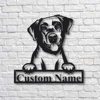 Personalized Labrador Retriever Dog Cut Metal Sign, Dog Lover Custom Name Metal Wall Art, Laser Cut Metal Signs Labrador Retriever Dog - Thegiftio UK